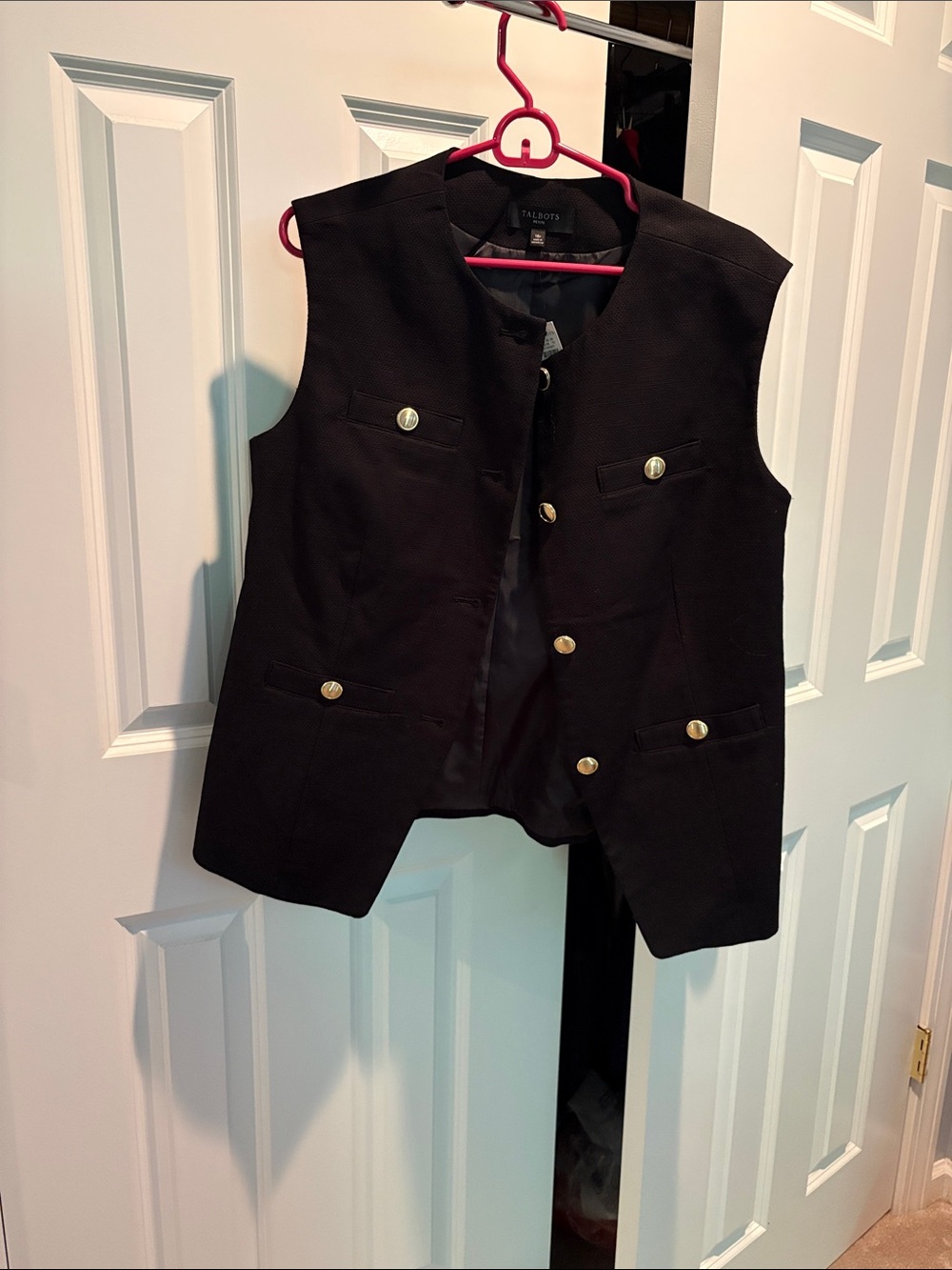 NEW WITH TAGS!! Talbots Black Sleeveless Button Front Vest